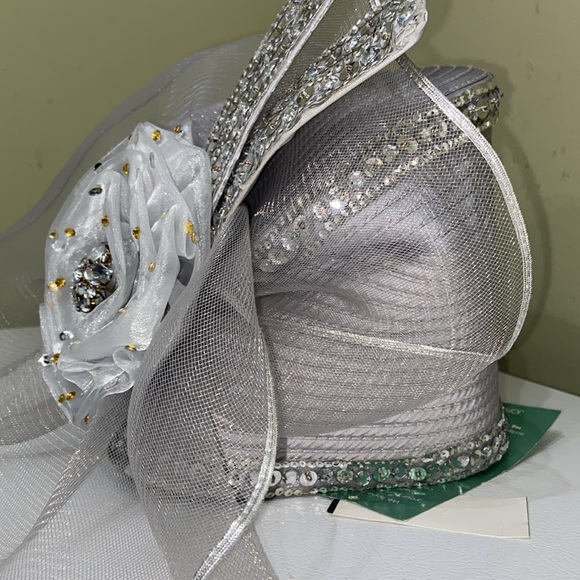 Stunning Silver Church Dress Hat by Whittall & Shon